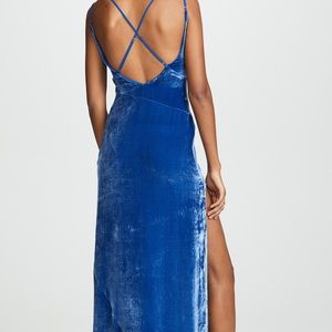 For Love & Lemons Blue Nadine Velvet Maxi